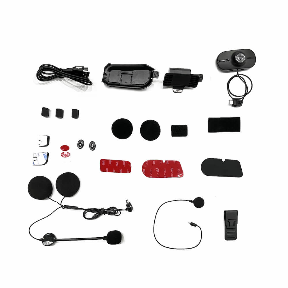 Tai nghe không dây cho mũ bảo hiểm đi mô tô phượt tích hợp 2 camera hành trình trước sau 2K & 1K – SCS S12 Bluetooth Helmet Intercom Camera Front & Back -06